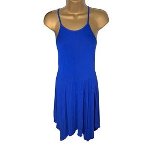 Love Fire Handkerchief Hem Fit & Flare Dress Royal Blue M Juniors